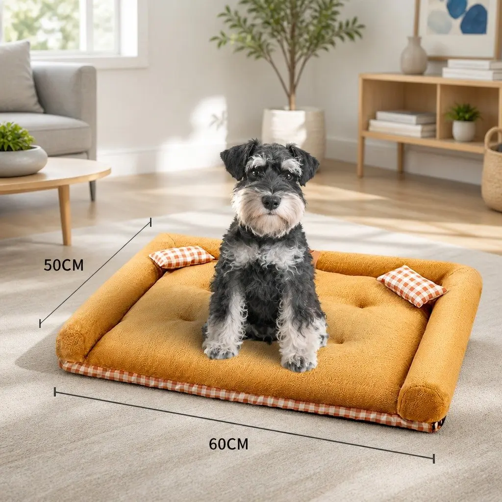Pet Dog Cat Calming Bed Sleeping Kennel Super Soft Mat Warm Detachable Nest Pad