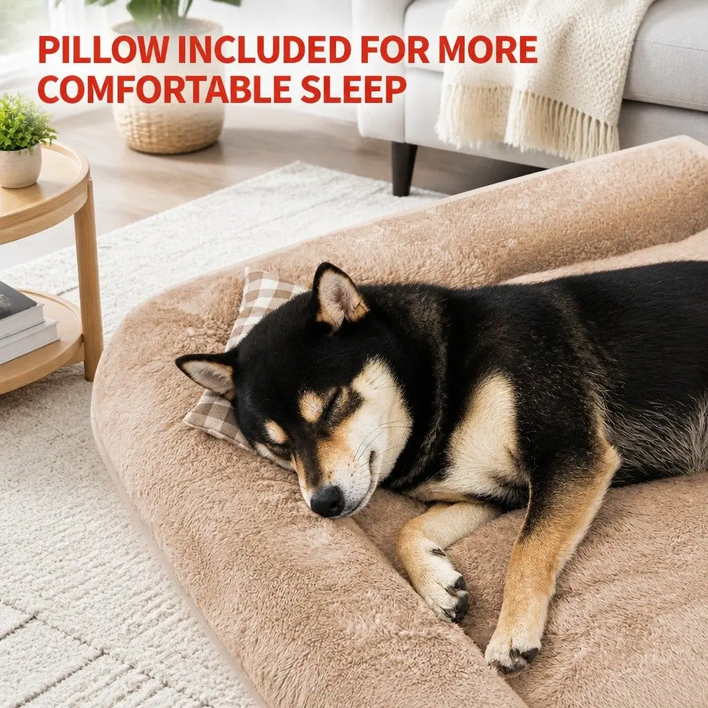 Pet Dog Cat Calming Bed Sleeping Kennel Super Soft Mat Warm Detachable Nest Pad