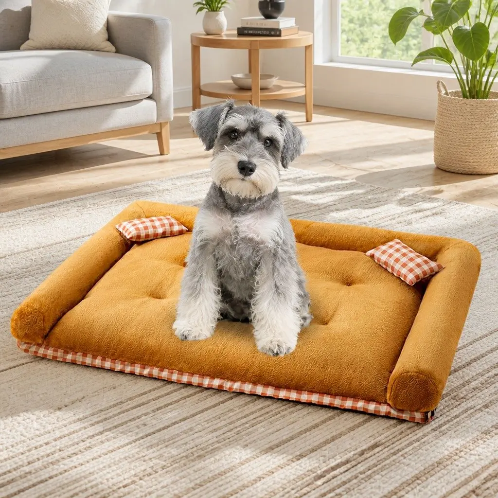 Pet Dog Cat Calming Bed Sleeping Kennel Super Soft Mat Warm Detachable Nest Pad