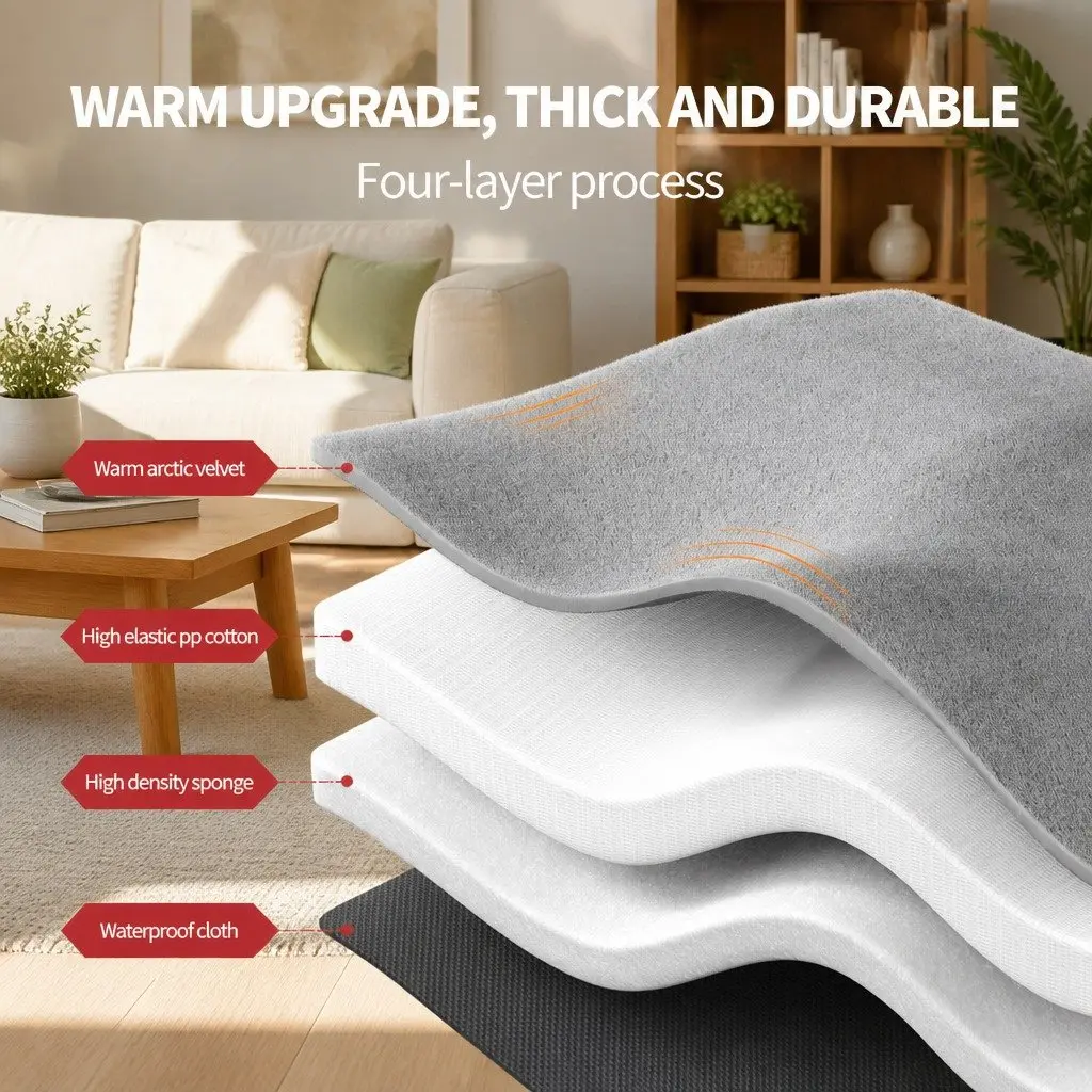 Dog Bed Plush Removable Washable Grey 70x60x13cm