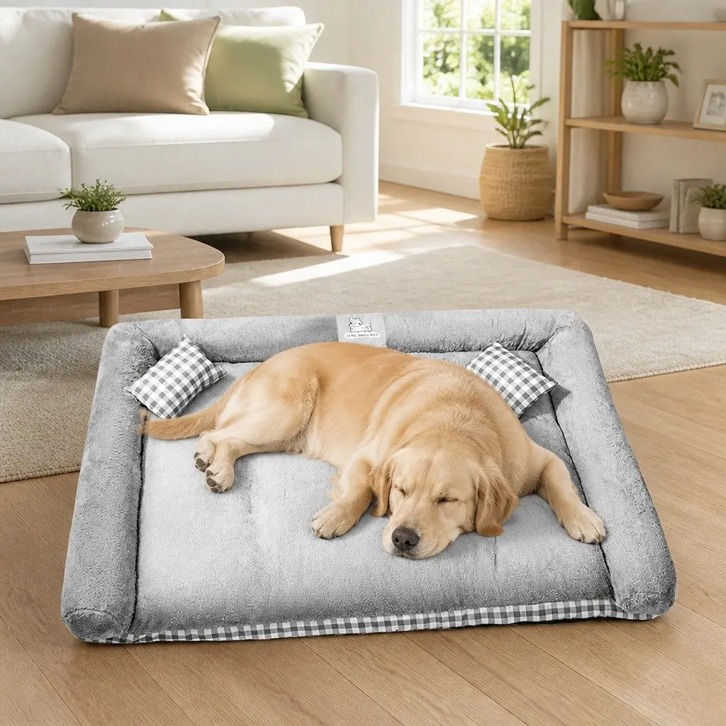 Dog Bed Plush Removable Washable Grey 70x60x13cm