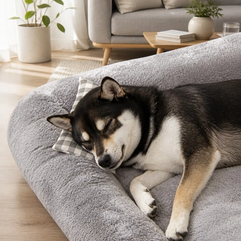 Dog Bed Soft PP Cotton 60x50x12cm Grey