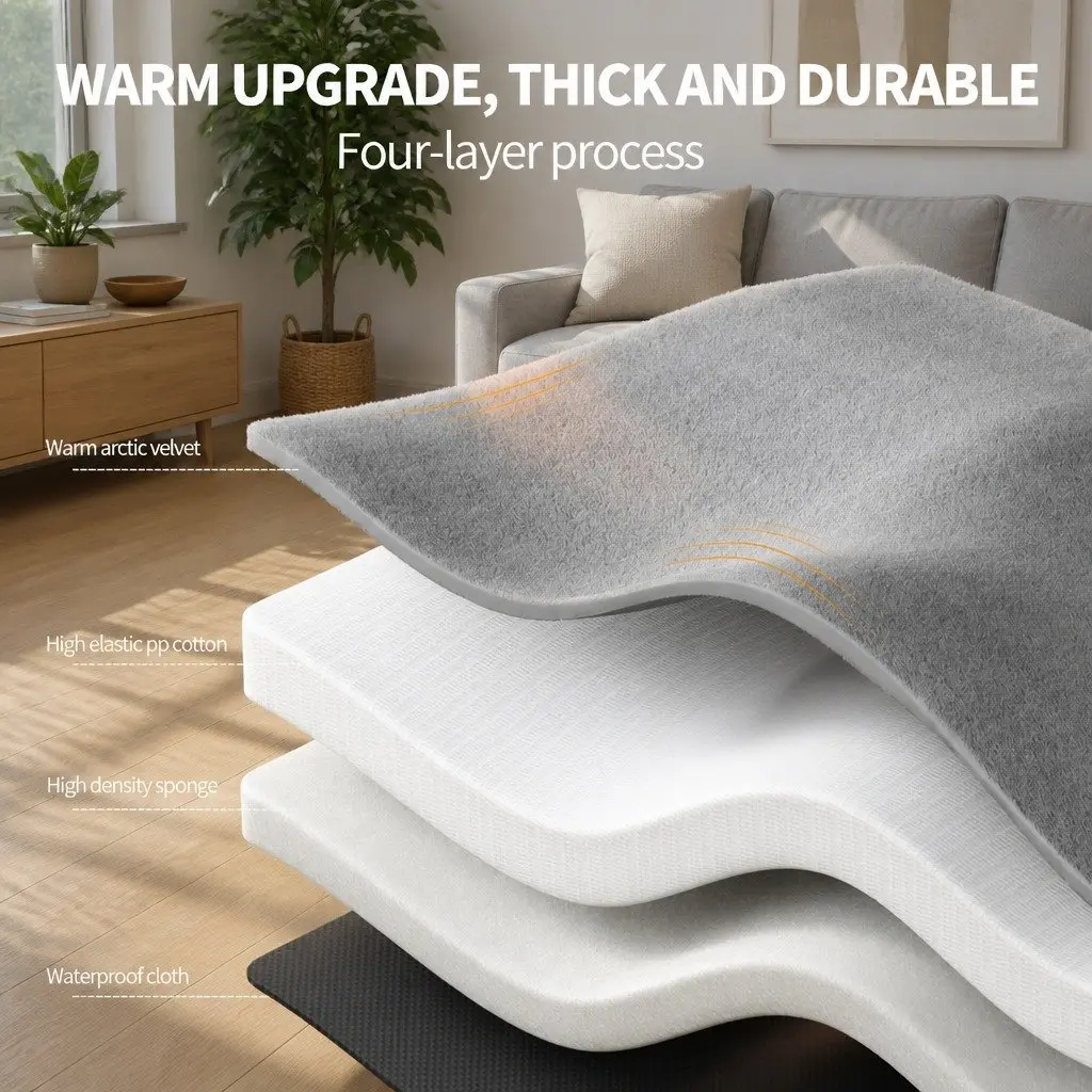 Dog Bed Soft PP Cotton 60x50x12cm Grey