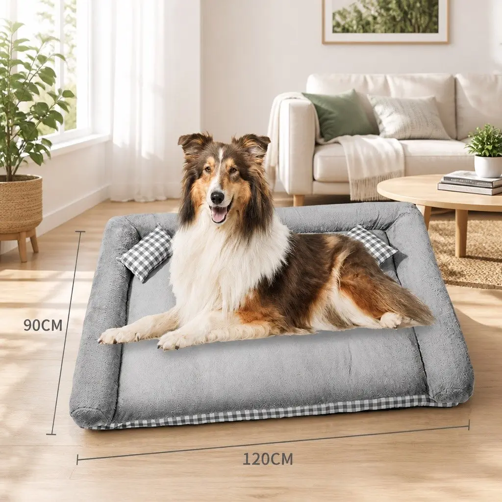 Dog Bed Soft Cushion Removable Washable XXL Grey PP Cotton