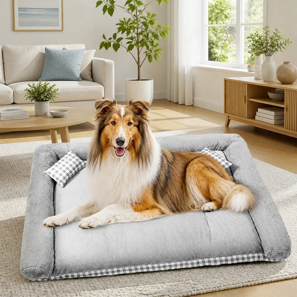 Dog Bed Soft Cushion Removable Washable XXL Grey PP Cotton