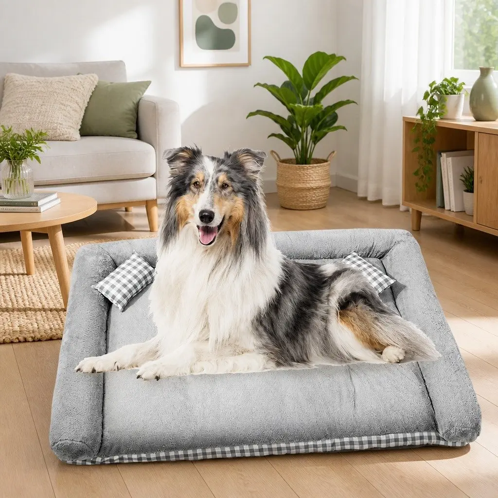 Dog Bed Soft Cushion Removable Washable XXL Grey PP Cotton