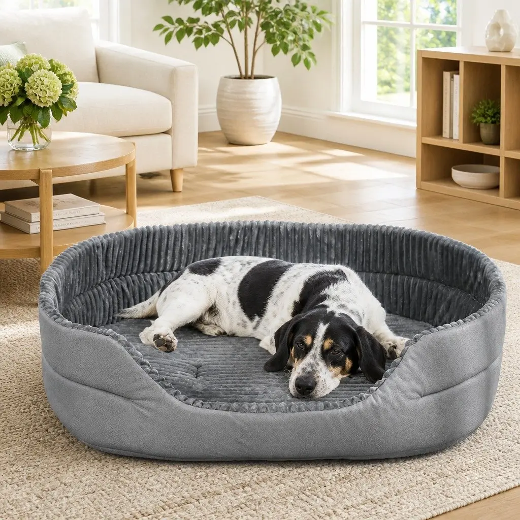 Pet Bed Polyester Sponge 65x50x20cm Grey Soft Warm Sleeping Sofa Nesting Mat