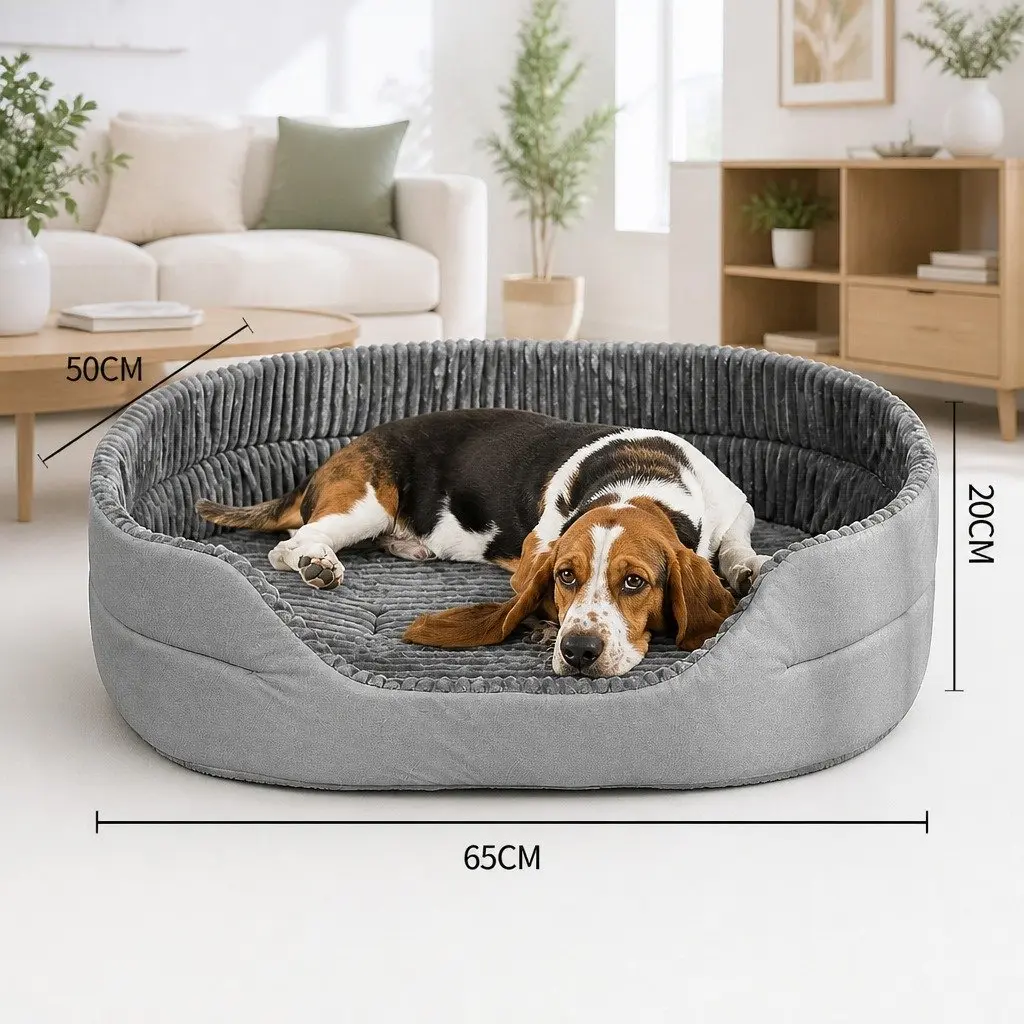 Pet Bed Polyester Sponge 65x50x20cm Grey Soft Warm Sleeping Sofa Nesting Mat