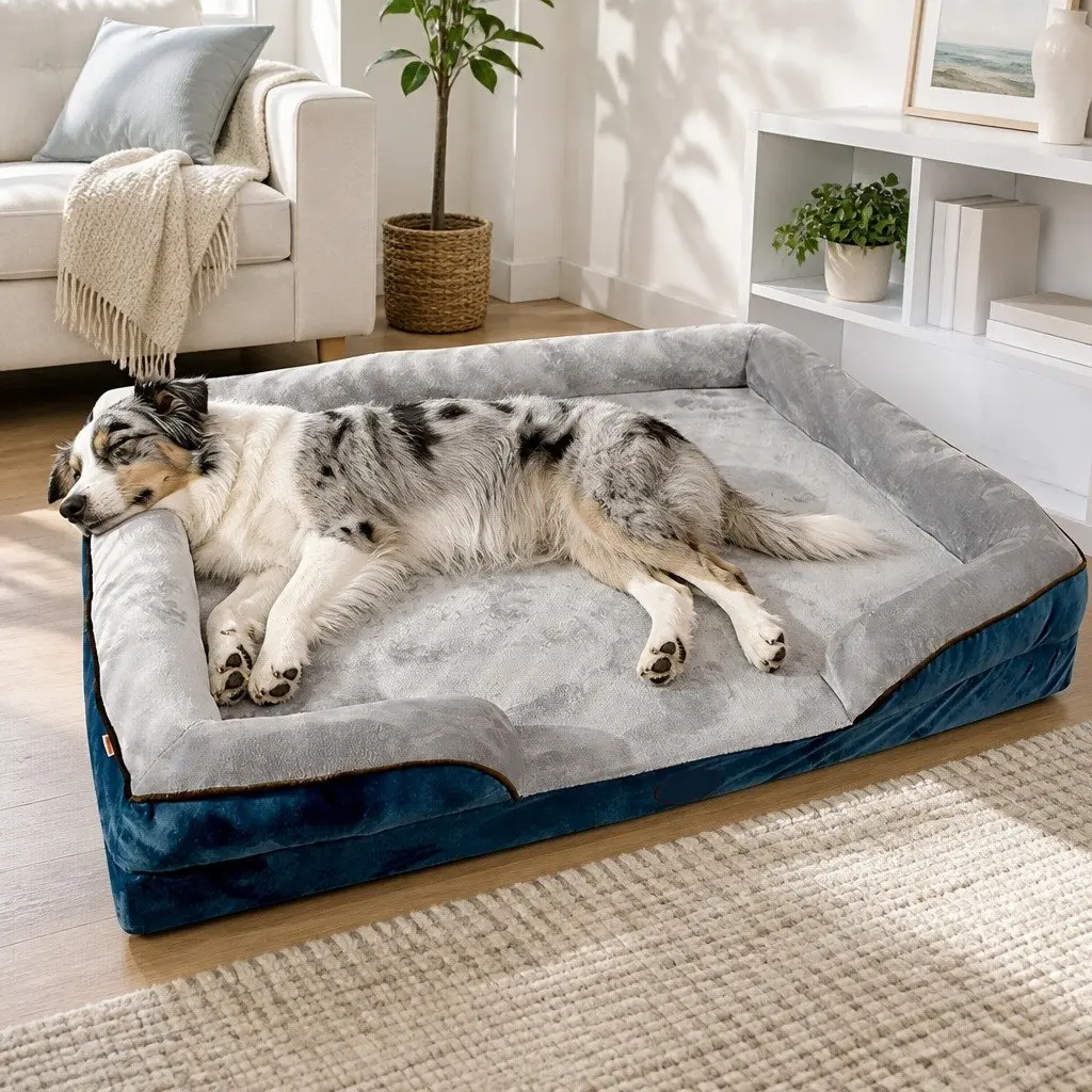 Large Dog Bed Sofa Pet Sleep Couch Cushion Three Sided Support XL Size