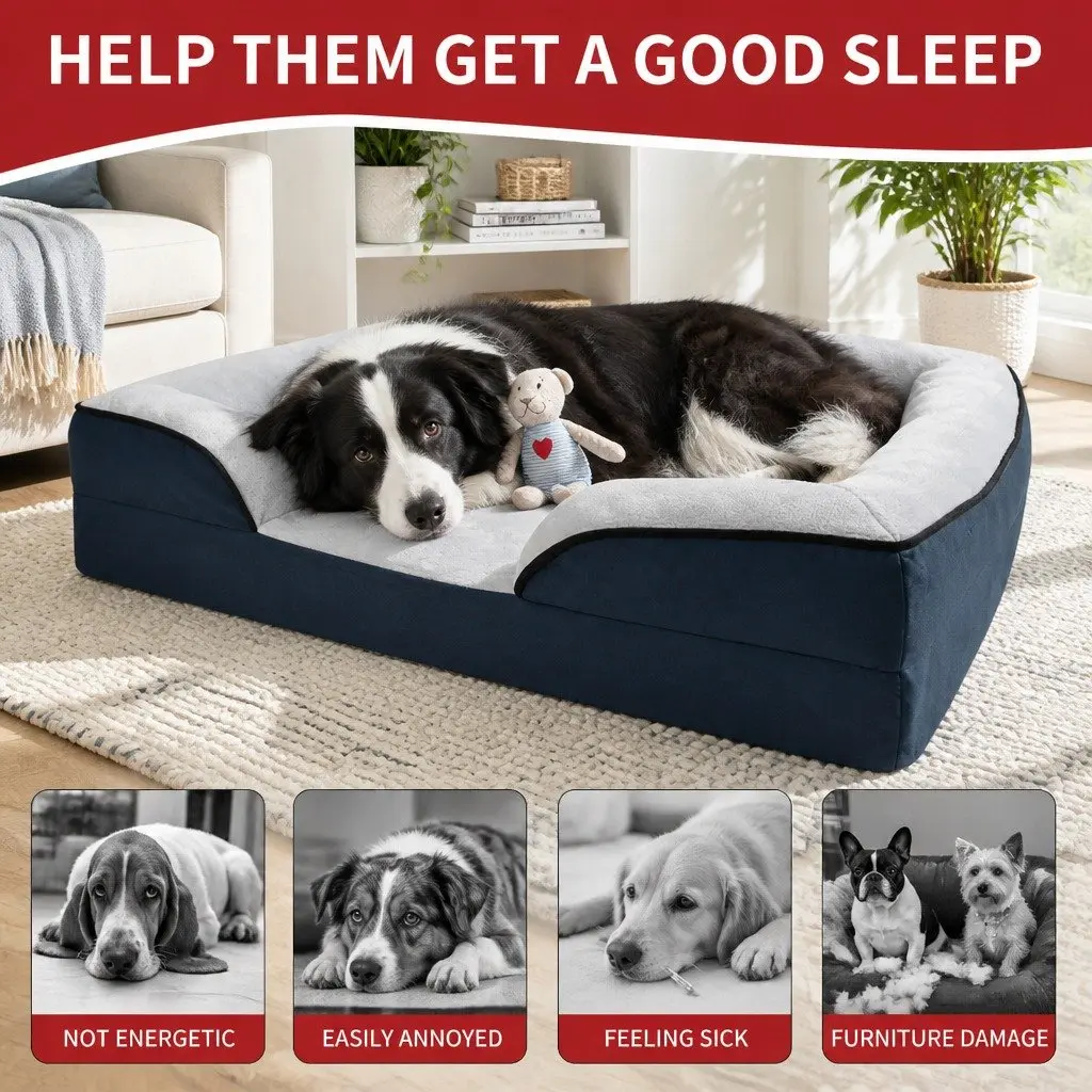 Large Dog Bed Sofa Pet Sleep Couch Cushion Three Sided Support XL Size