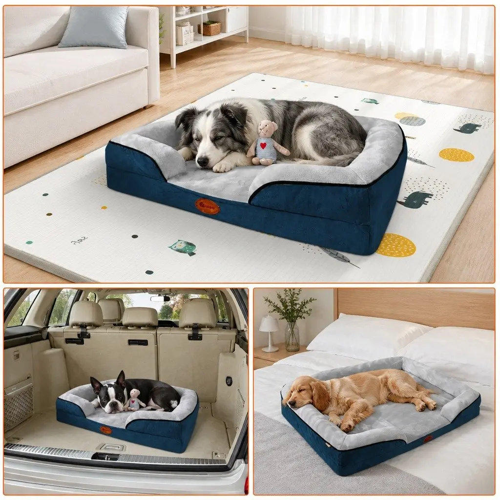 Large Dog Bed Sofa Pet Sleep Couch Cushion Three Sided Support XL Size