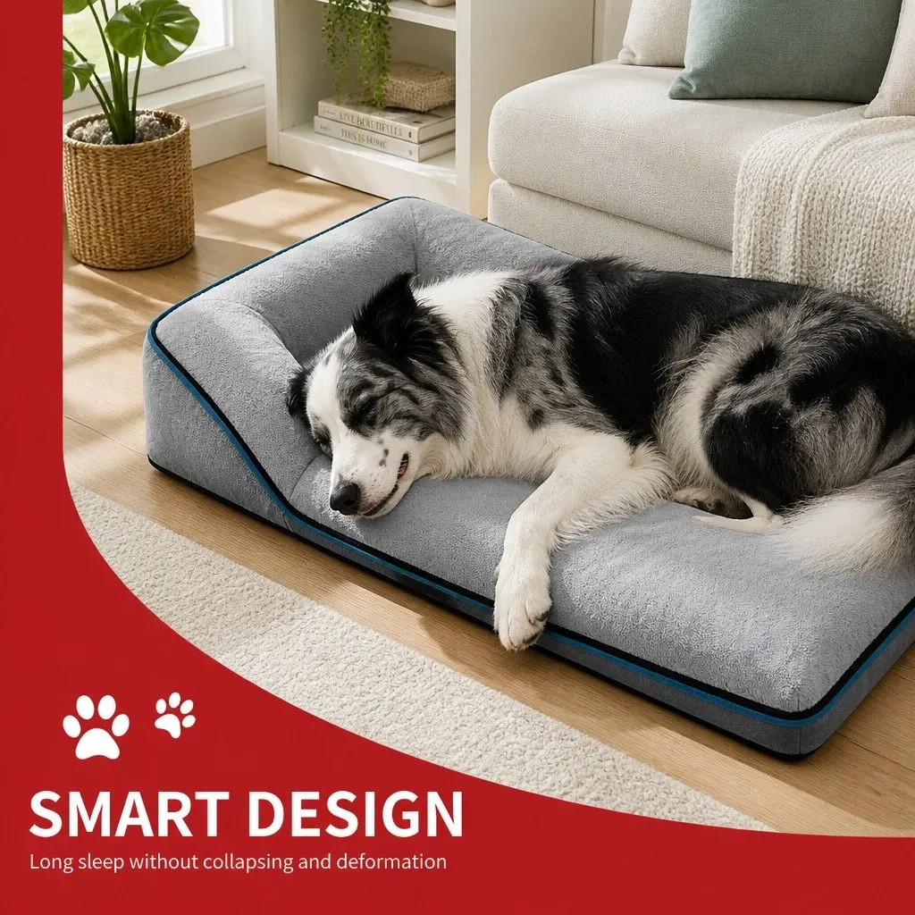 Large Dog Bed Sofa Pet Sleep Couch Cushion Three Sided Support XL Size