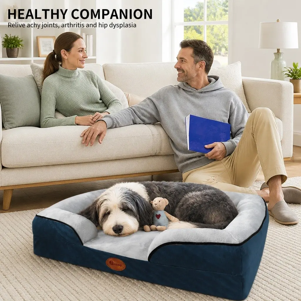 Large Dog Bed Sofa Pet Sleep Couch Cushion Three Sided Support XL Size