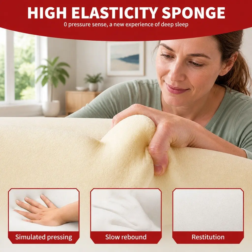 Dog Bed Thickened Sponge Cushion Large Yellow 90x70x17cm Three-Sided Support