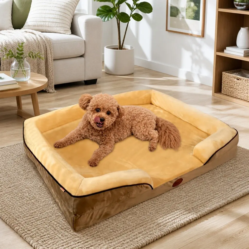 Dog Sofa Bed Thickened Sponge Cushion 60x50x17cm Yellow