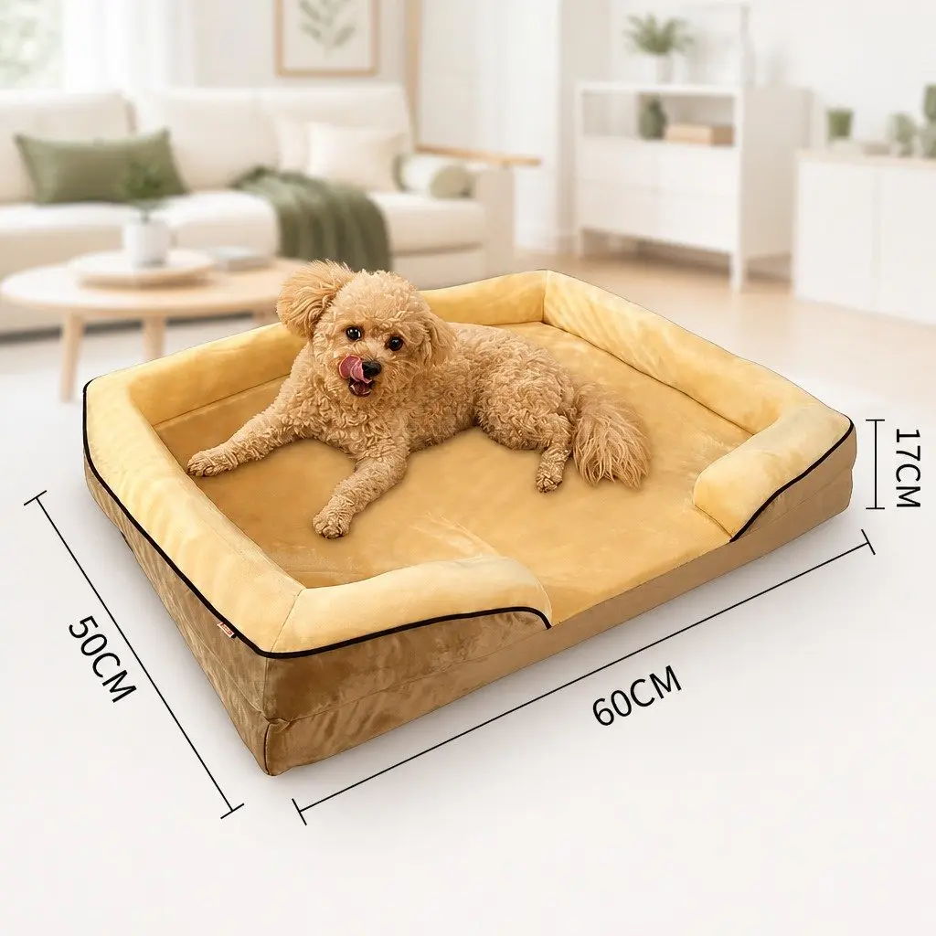 Dog Sofa Bed Thickened Sponge Cushion 60x50x17cm Yellow
