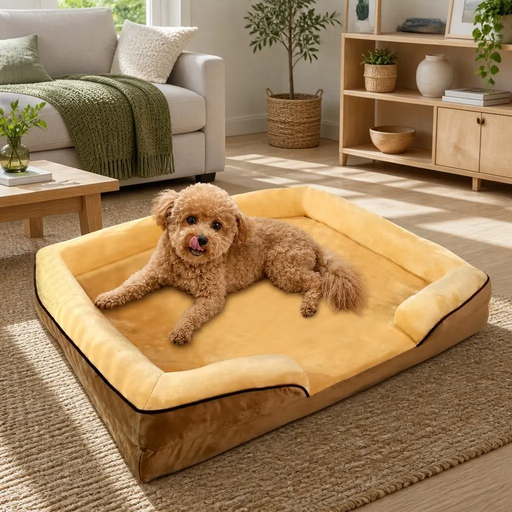 Dog Sofa Bed Thickened Sponge Cushion 60x50x17cm Yellow