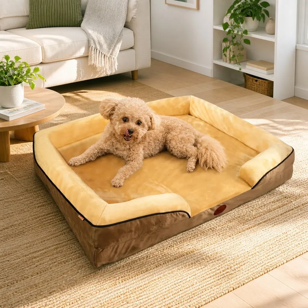 Dog Sofa Bed Thickened Sponge Cushion 60x50x17cm Yellow