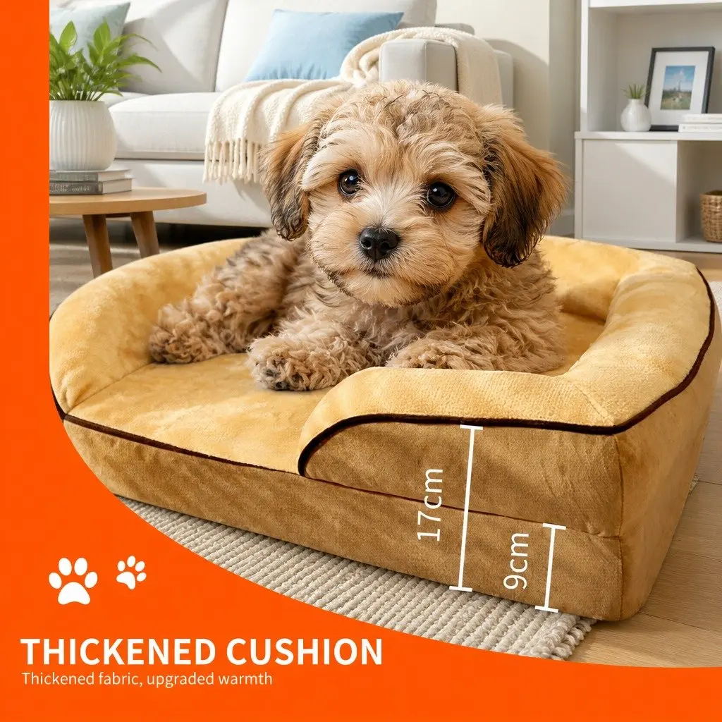 Dog Sofa Bed Thickened Sponge Cushion 60x50x17cm Yellow