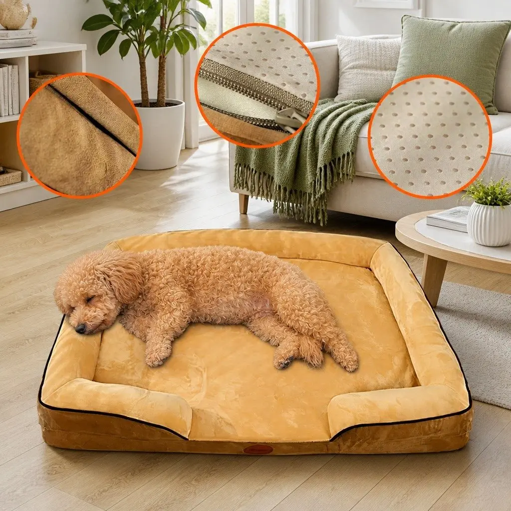 Dog Sofa Bed Thickened Sponge Cushion 60x50x17cm Yellow