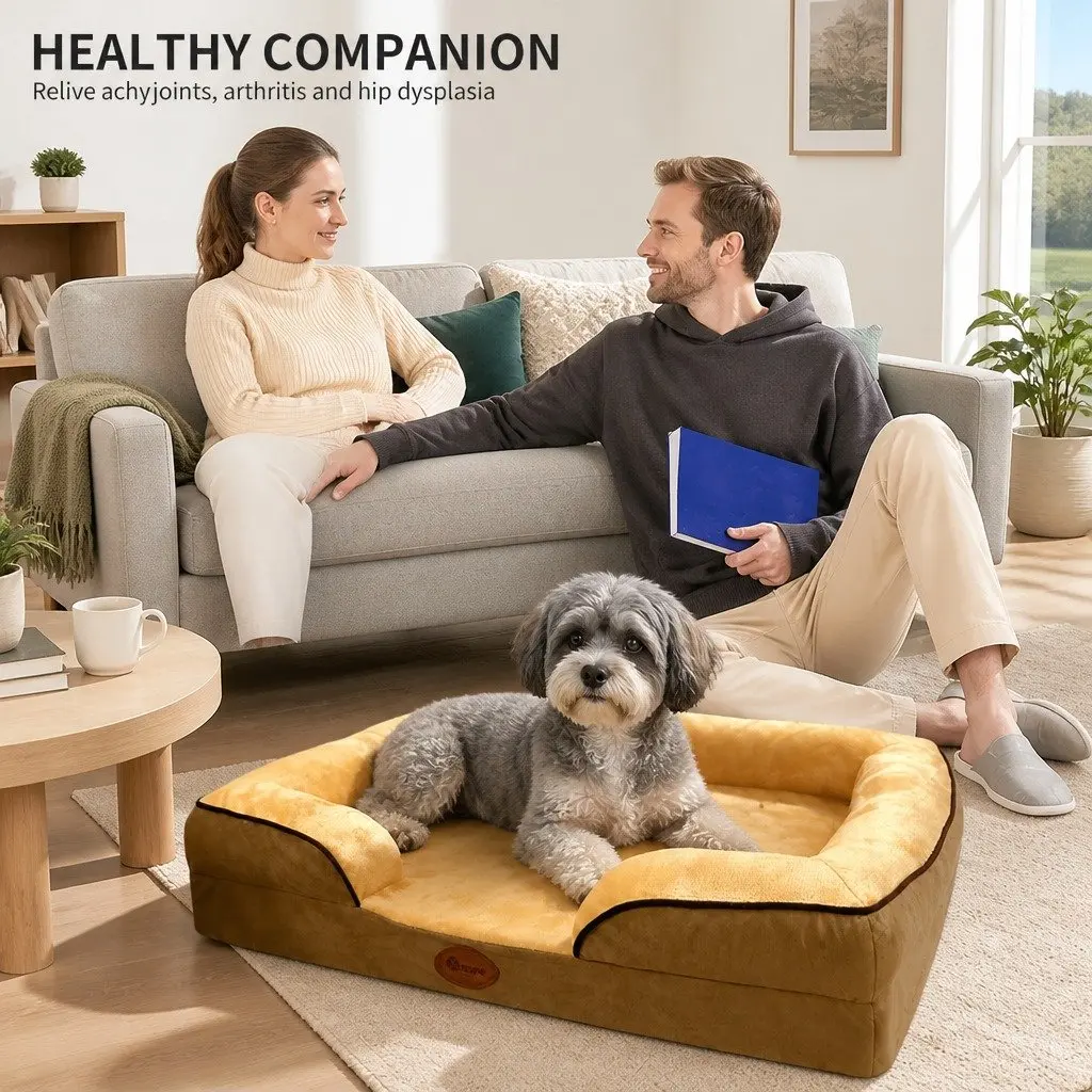Dog Sofa Bed Thickened Sponge Cushion 60x50x17cm Yellow