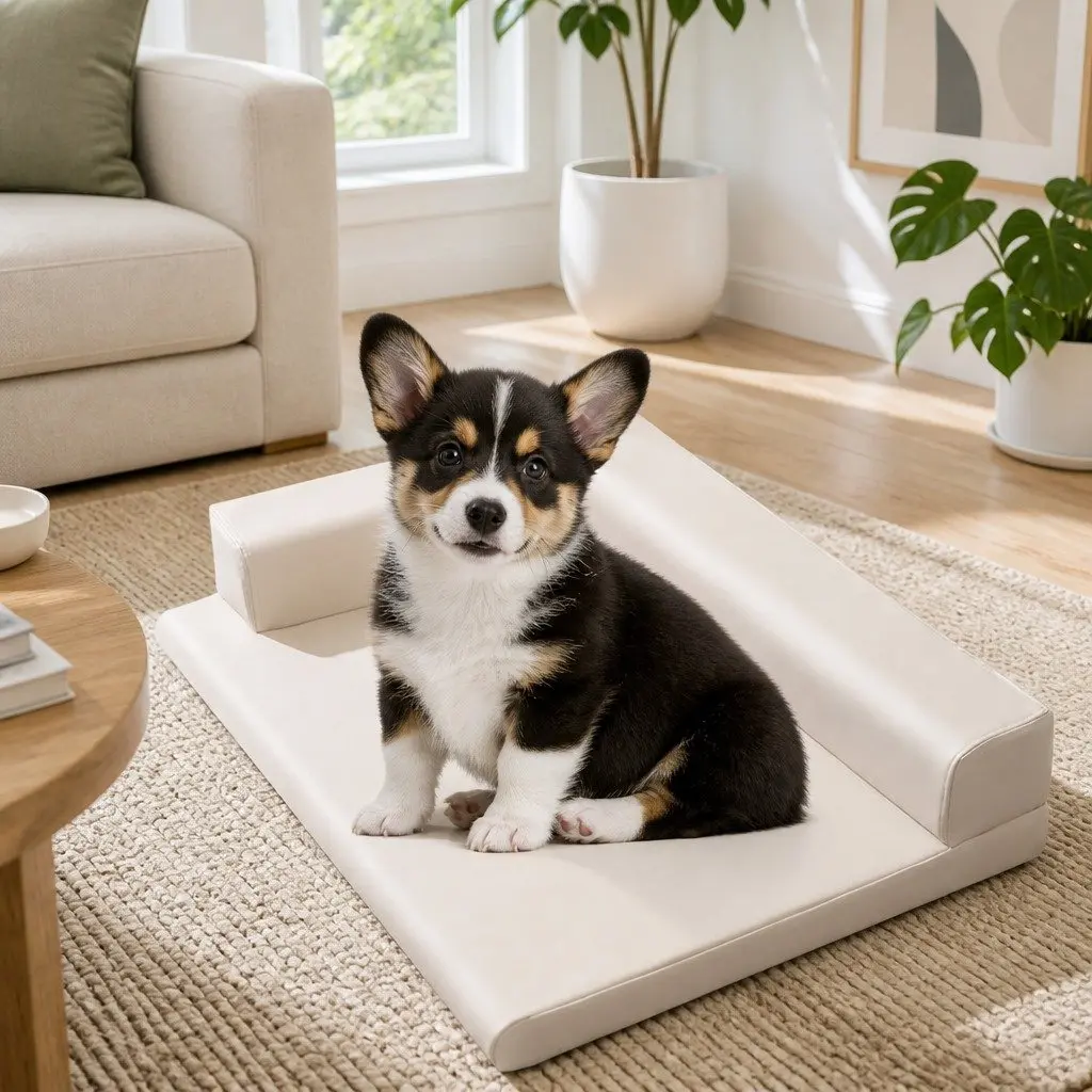Dog Bed L-Shaped High-density Sponge 55x40cm Grey Waterproof Anti-slip