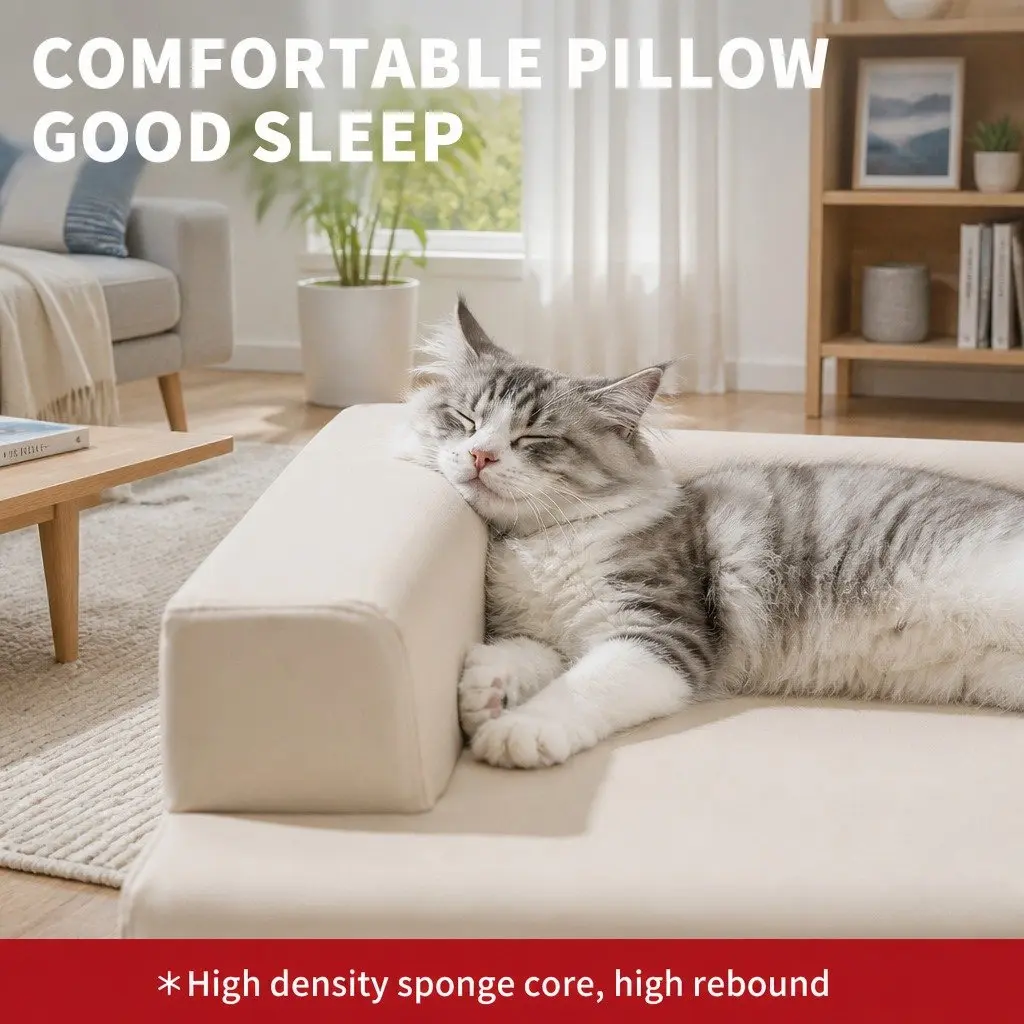 Dog Bed L-Shaped High-density Sponge 45x35cm Grey Washable Detachable Zipper Indoor Sleeping Cushion Mattress