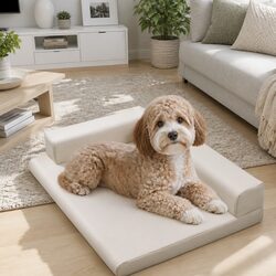 Pet Dog Bed Soft Warm Waterproof Removable Cushion Puppy Cat Cozy Nest Grey