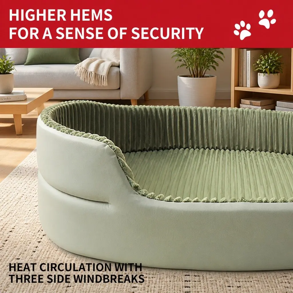 Large Pet Bed 3D Semi-Enclosed High Elasticity Cloud Cotton 75x50cm Avocado Green
