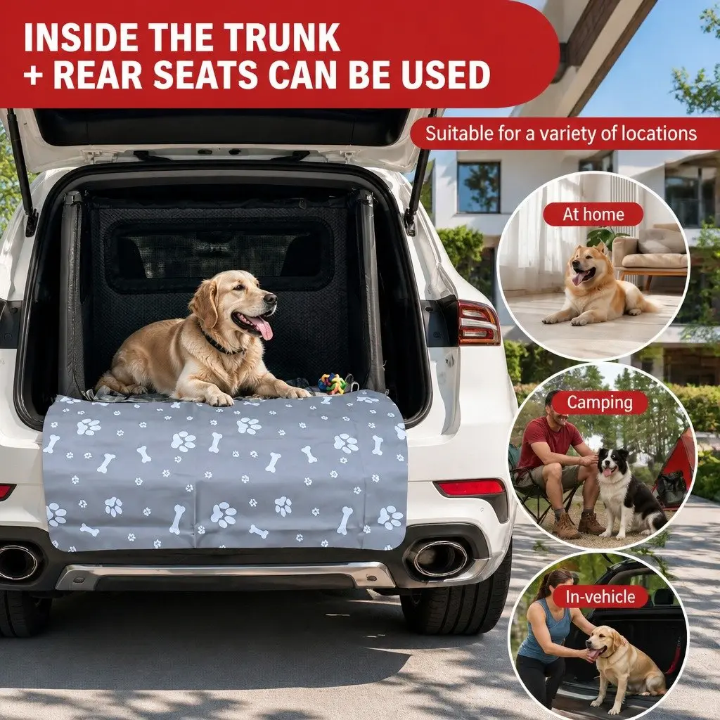 Dog Car Seat Cover Waterproof Oxford Fabric Grey 155x105cm Non-Slip Protector