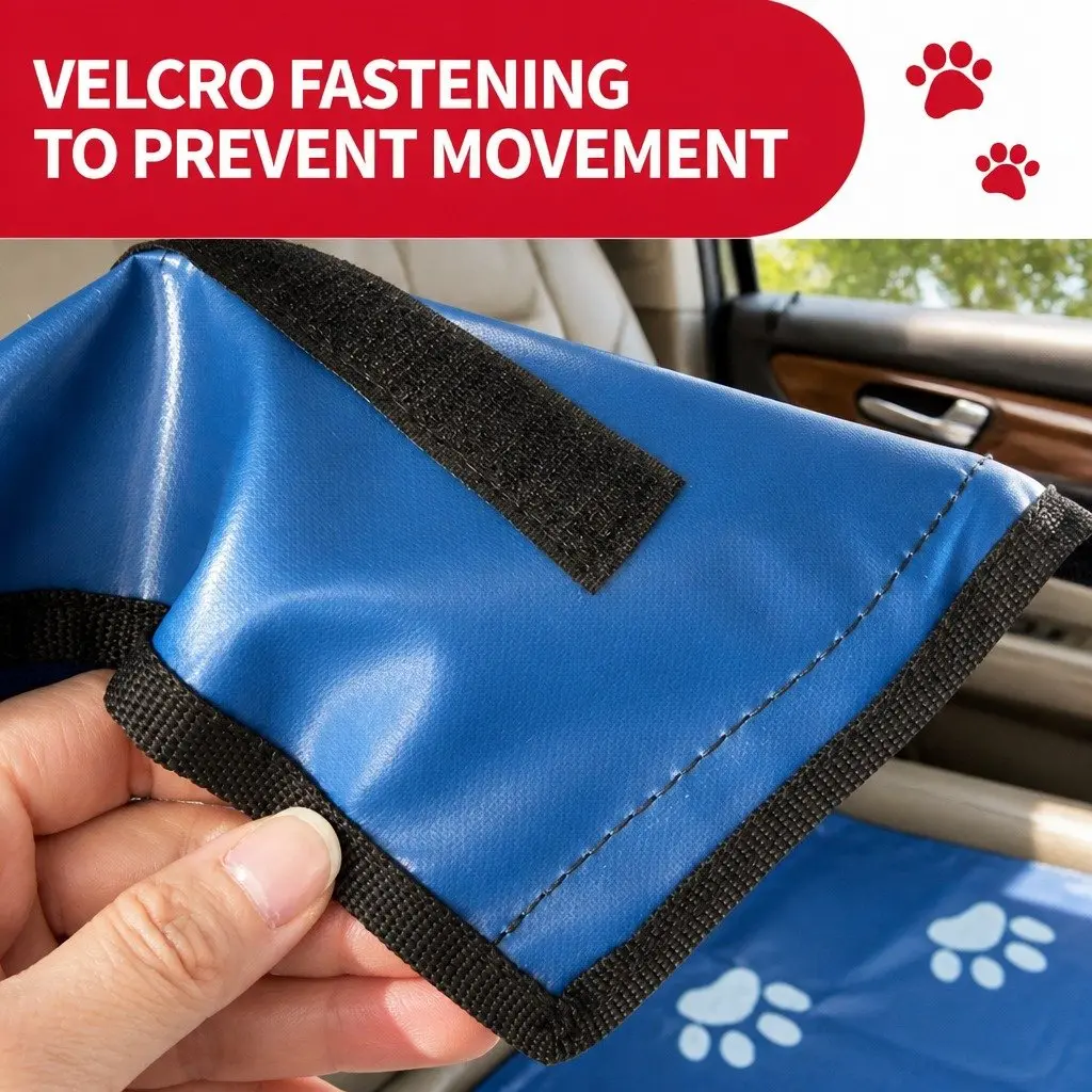 Pet Car Seat Cover Hammock Waterproof Oxford Fabric 155x105cm Blue Footprints