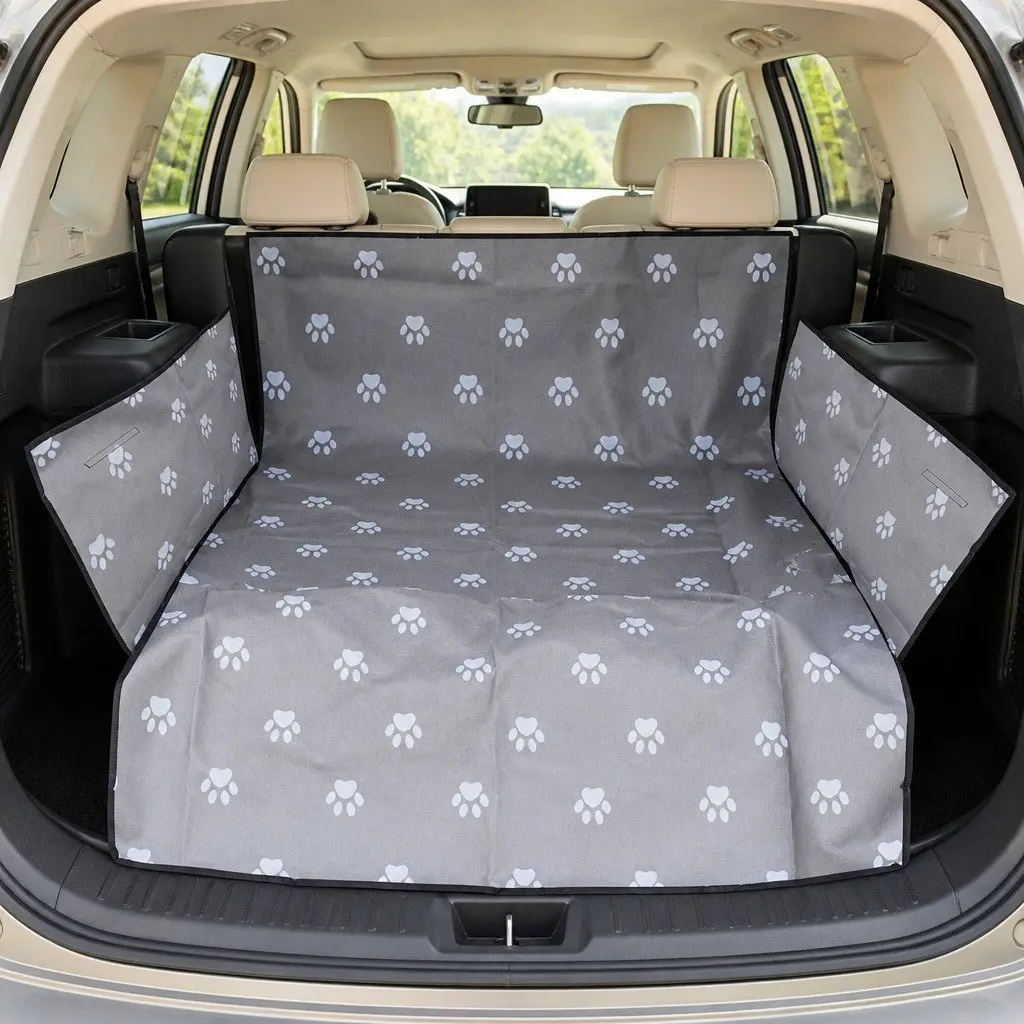 Pet Car Seat Cover Hammock Waterproof Oxford Fabric Grey 155x105cm