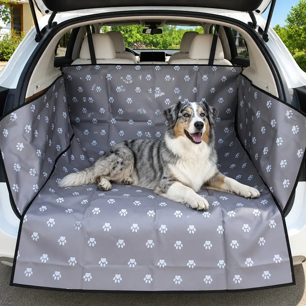 Pet Car Seat Cover Hammock Waterproof Oxford Fabric Grey 155x105cm