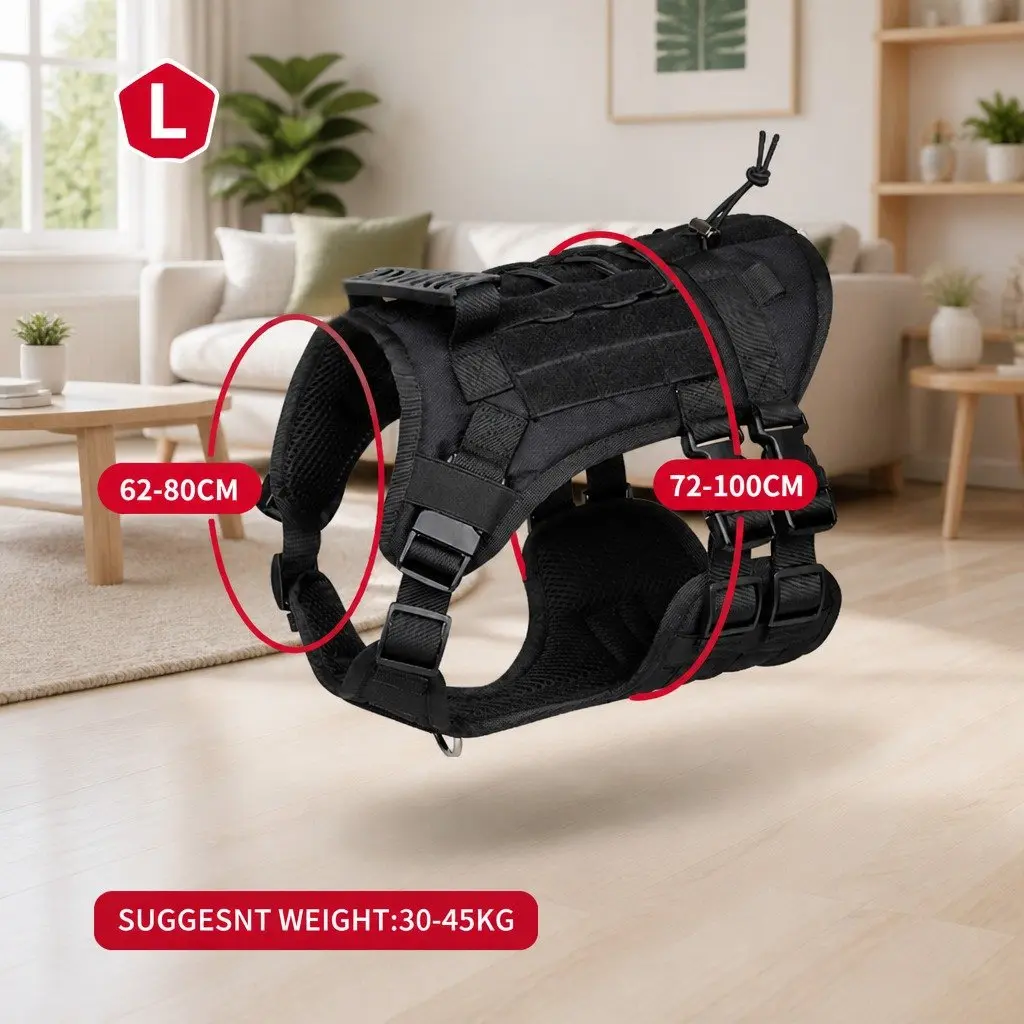 Dog Harness Chest Vest Black Large