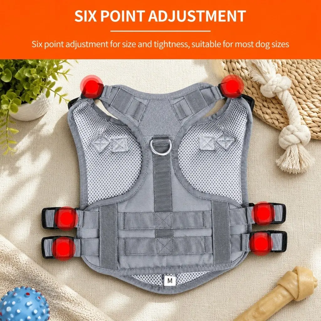 Dog Harness Vest Adjustable POM Material Medium Grey