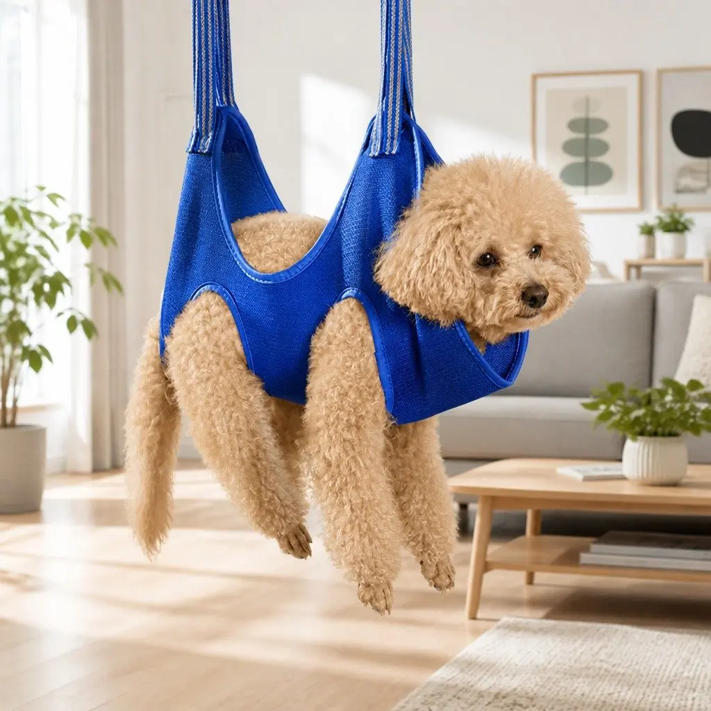 Pet Grooming Hammock Cloth 60cm Blue for Small Medium Pets