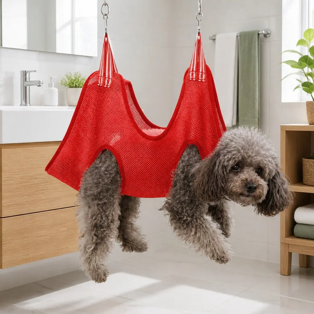 Pet Grooming Restraint Bag Cloth Medium Red