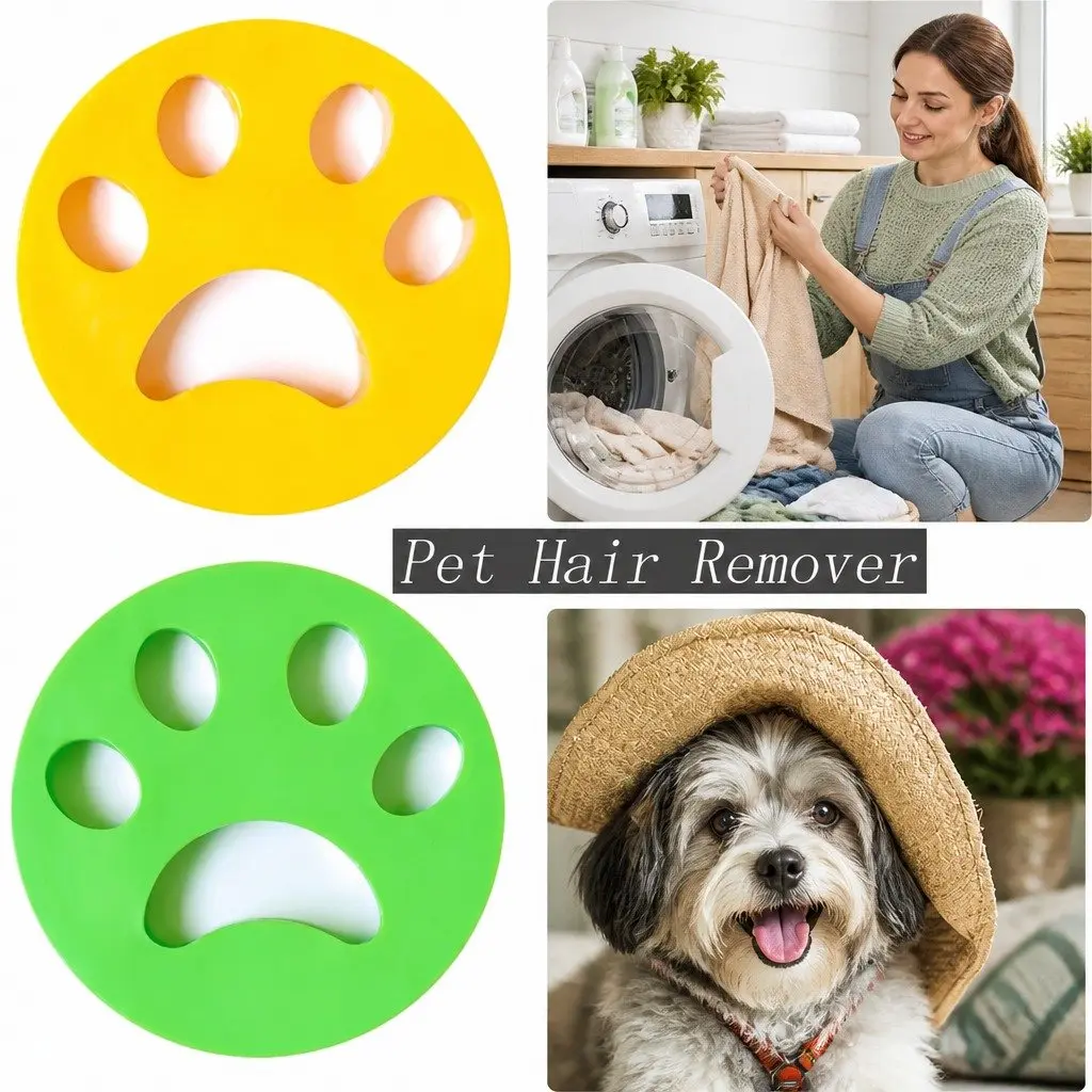 Laundry Pet Hair Remover Silicone Lint Catcher Yellow
