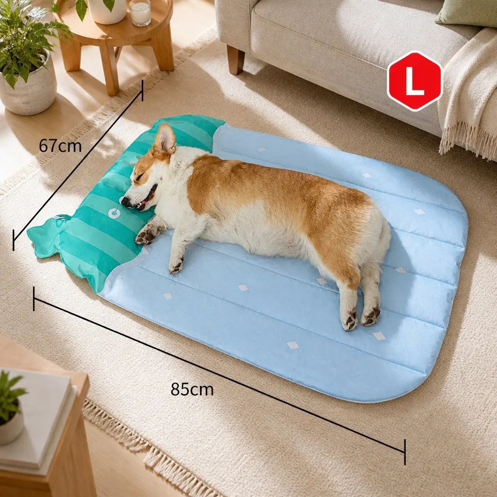 Pet Cooling Mat SAP Polymer Gel 85x67cm Watermelon Stripes