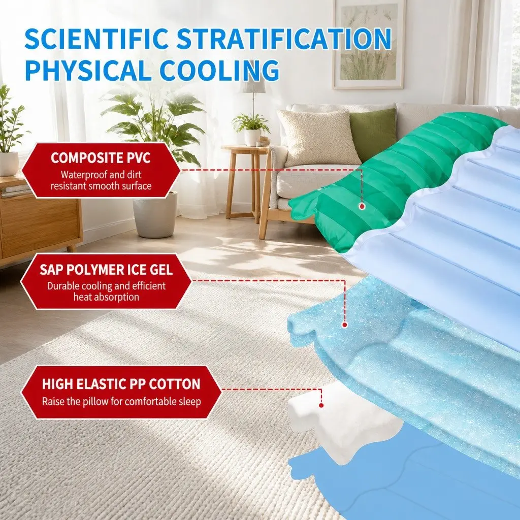 Pet Cooling Mat SAP Polymer Gel 85x67cm Watermelon Stripes