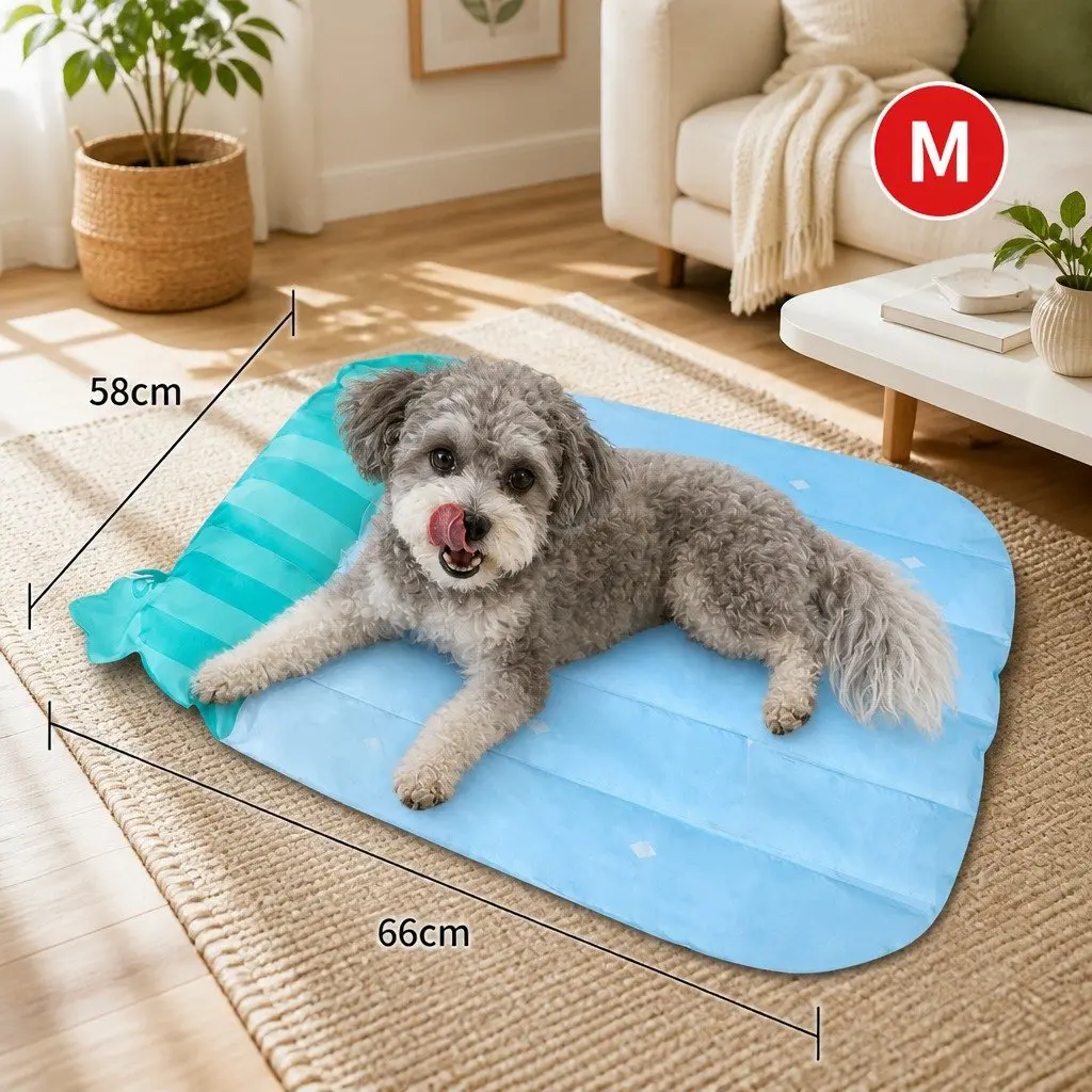 Pet Cooling Mat SAP Gel Waterproof Fabric 66x58cm Watermelon Stripes