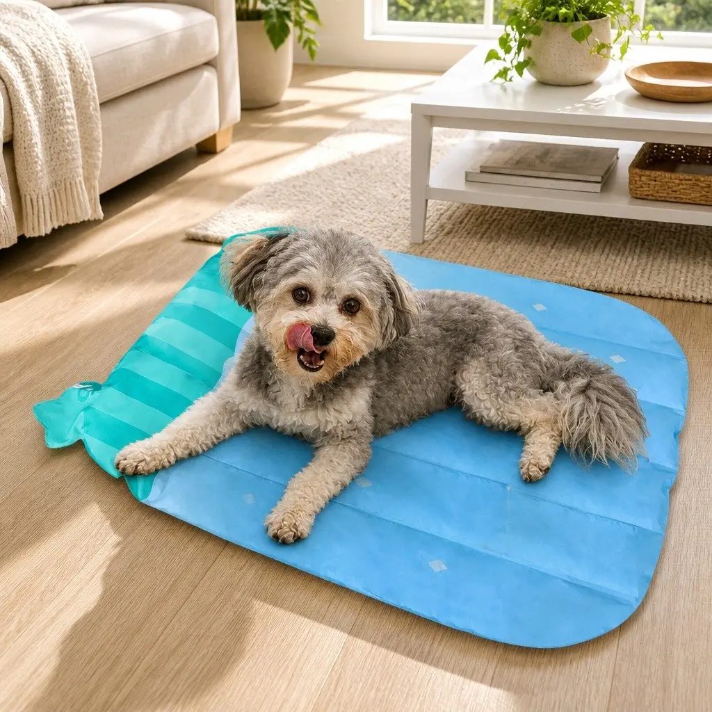 Pet Cooling Mat SAP Gel Waterproof Fabric 66x58cm Watermelon Stripes