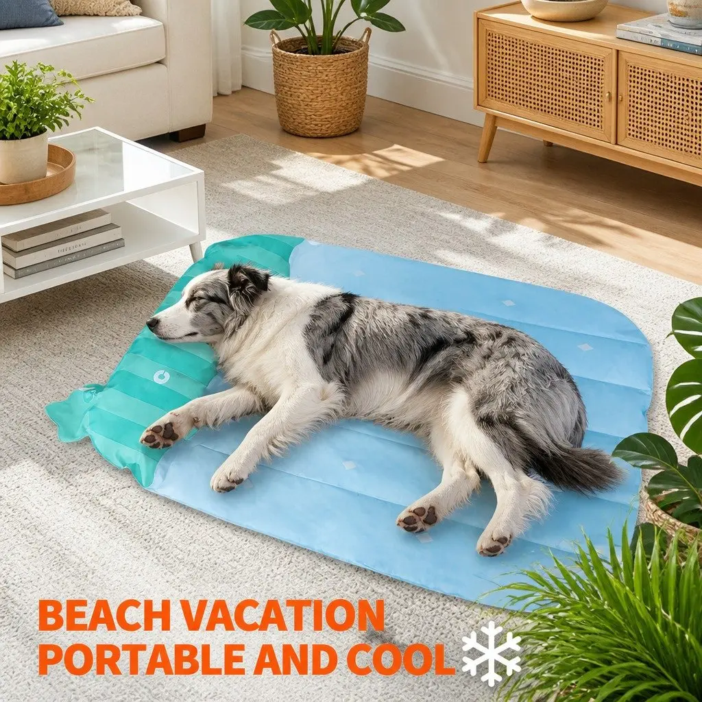 Pet Cooling Mat SAP Gel Waterproof Fabric 66x58cm Watermelon Stripes