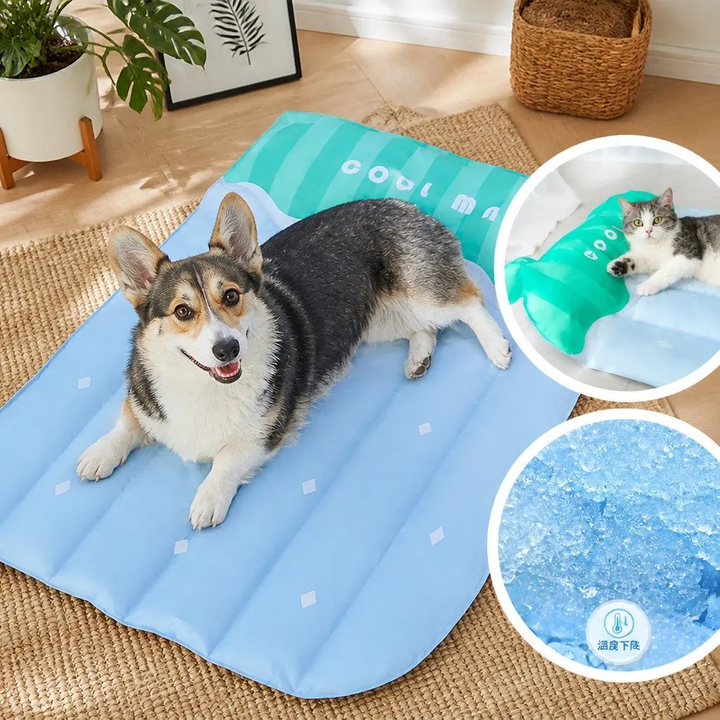 Pet Cooling Mat SAP Gel Waterproof Fabric 66x58cm Watermelon Stripes