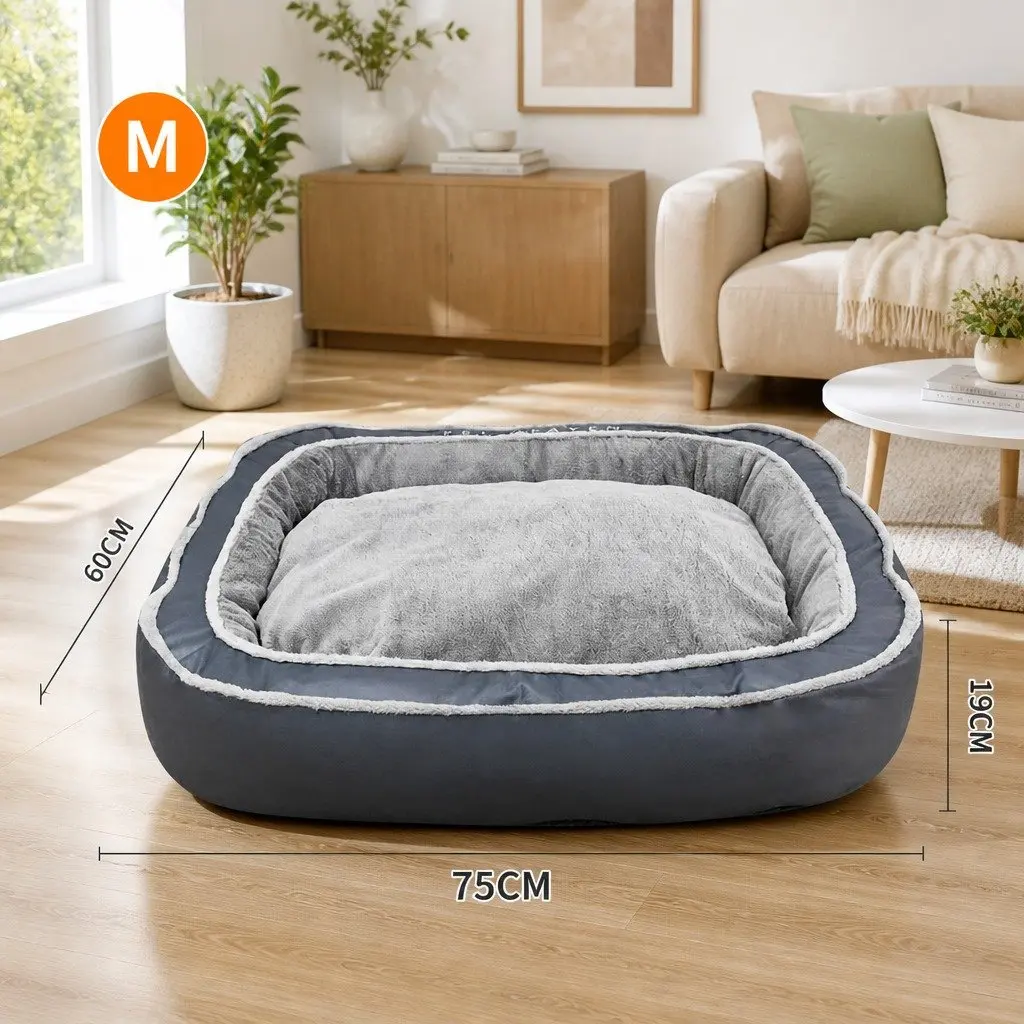 Oval Pet Bed Cotton 75x60x19cm Blue