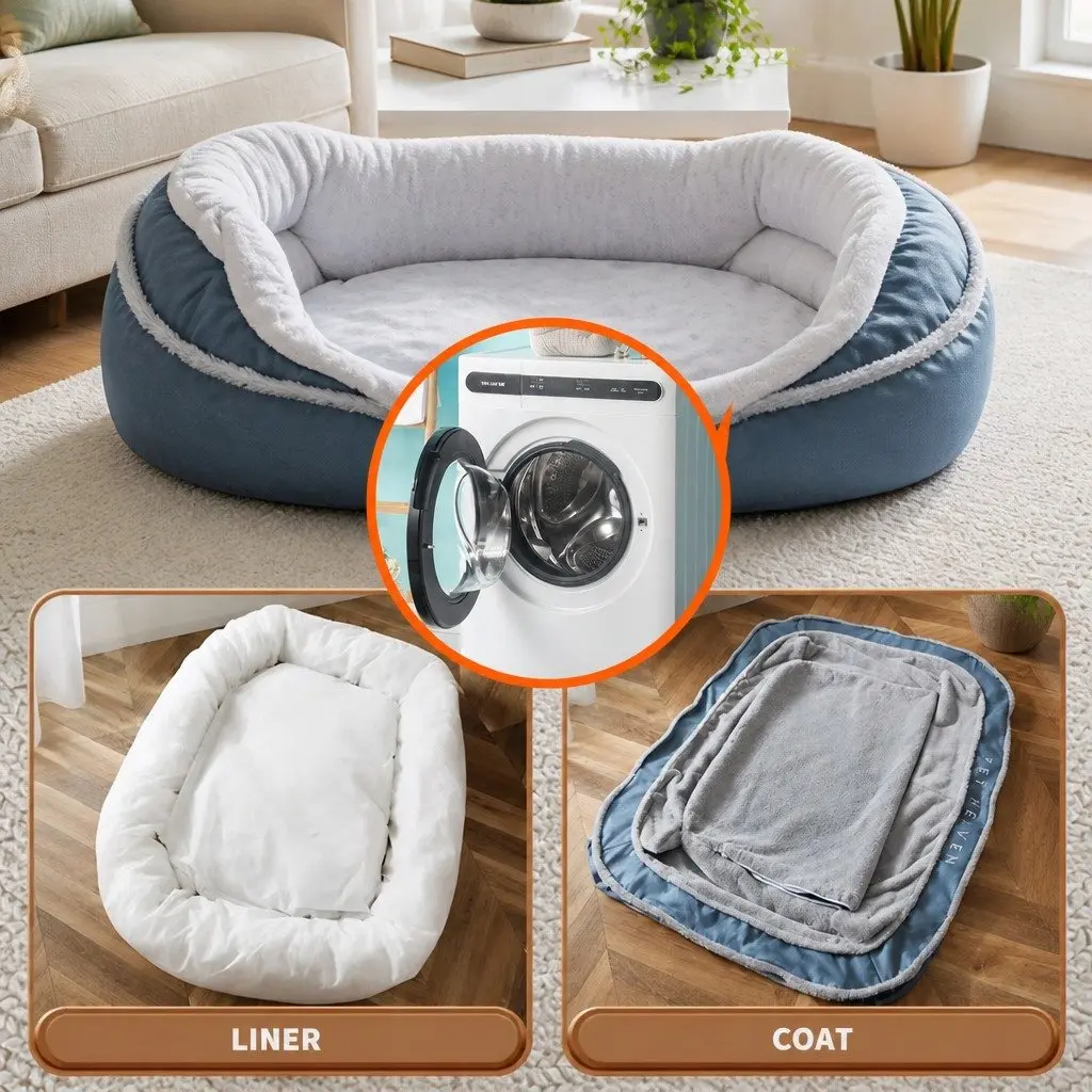 Oval Pet Bed Cotton 75x60x19cm Blue