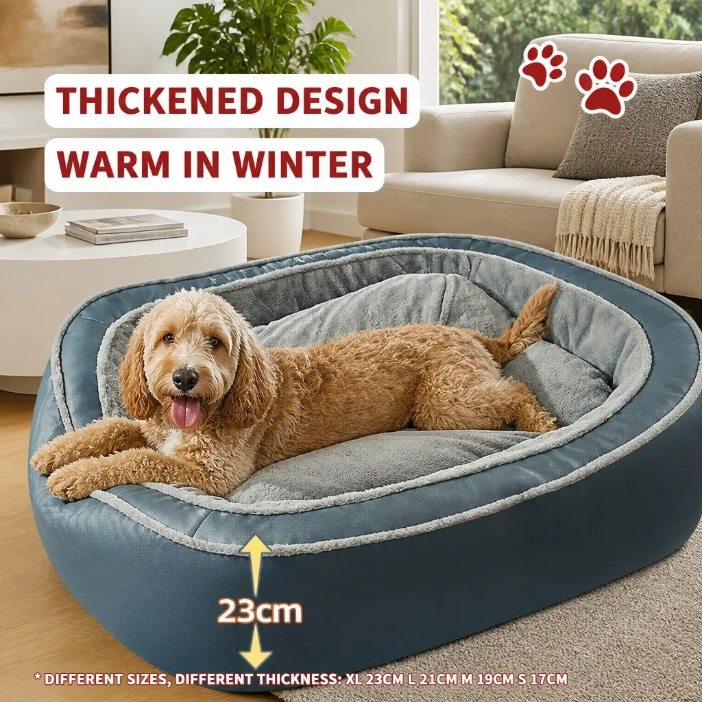 Oval Pet Bed Cotton 75x60x19cm Blue