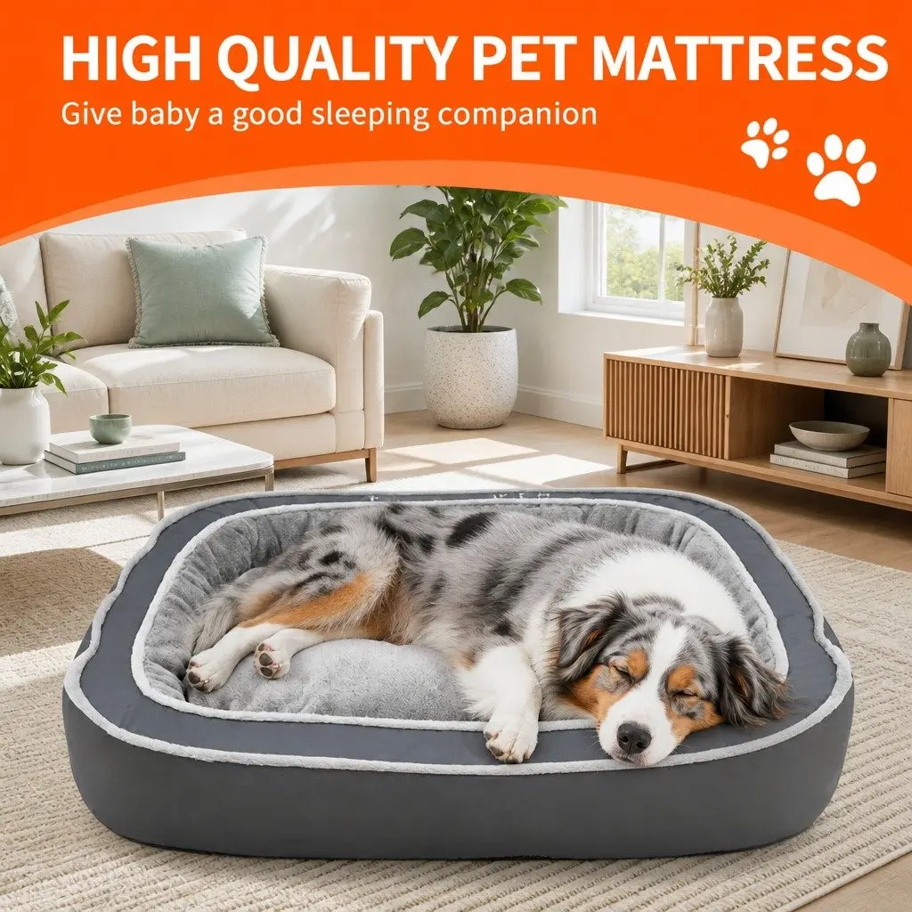 Oval Pet Bed Cotton 75x60x19cm Blue