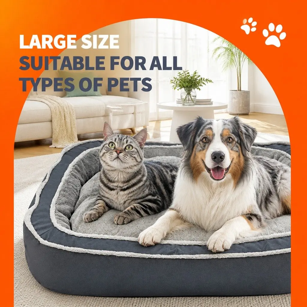 Oval Pet Bed Cotton 75x60x19cm Blue