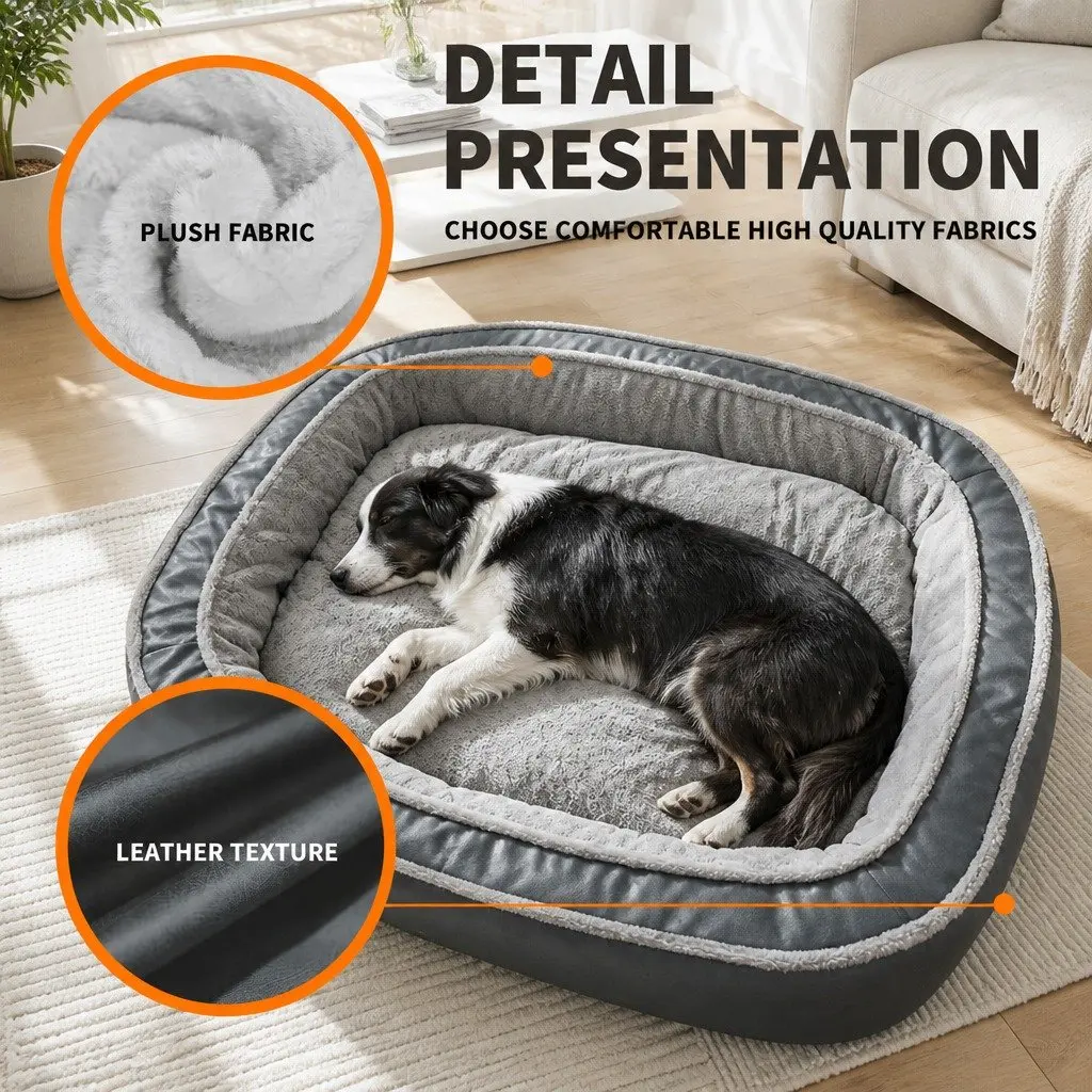 Oval Pet Bed Cotton 75x60x19cm Blue